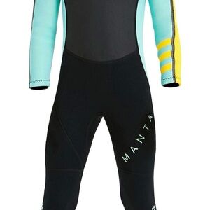 Manta Kids Swim Rashguard - Black and Aqua